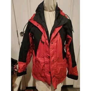 Rare VTG THE NORTH FACE Button Front Hooded Mountain Jacket 90s Red Women’s SZ S